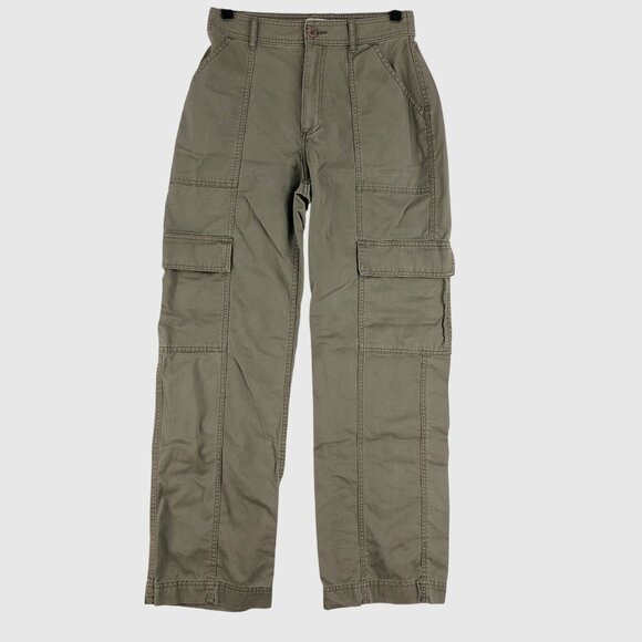 Abercrombie & Fitch Womens Green Cargo Pants Multiple Pockets & Adjustable 28/6 - Picture 1 of 9